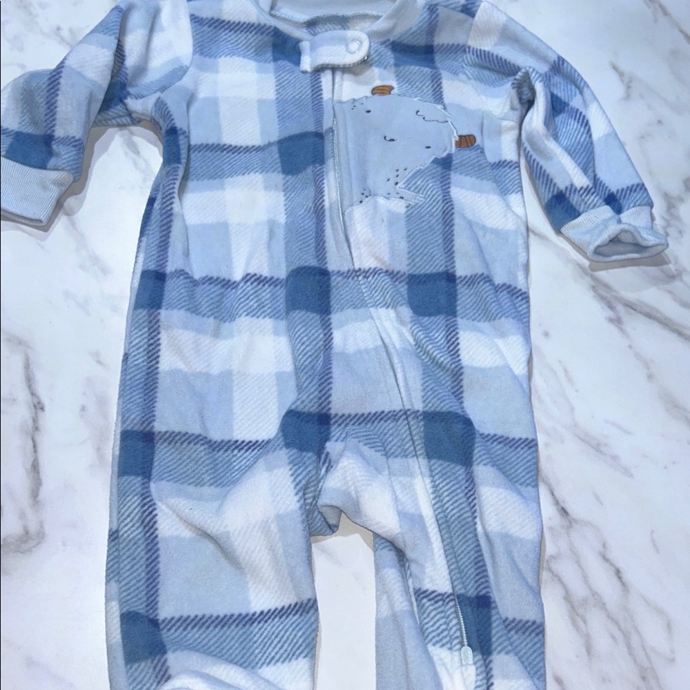 Carter's Blue and White Plaid Footie